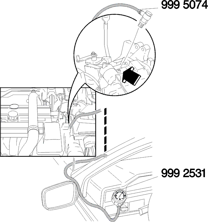 Проверка давления системы и критических оборотов (B5202FS, B5204T3, B5204T4)